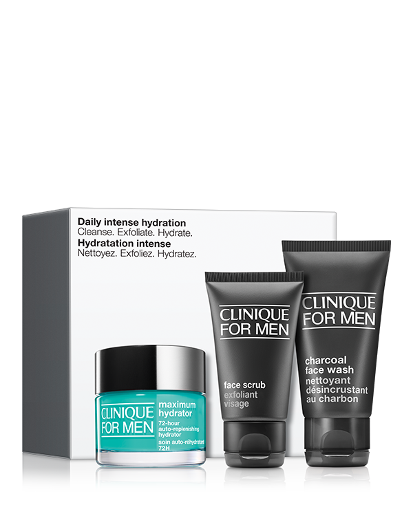 Daily Intense Hydration Skincare Set: Cleanse. Exfoliate. Hydrate., Simple skincare favorites for the guy with drier skin.